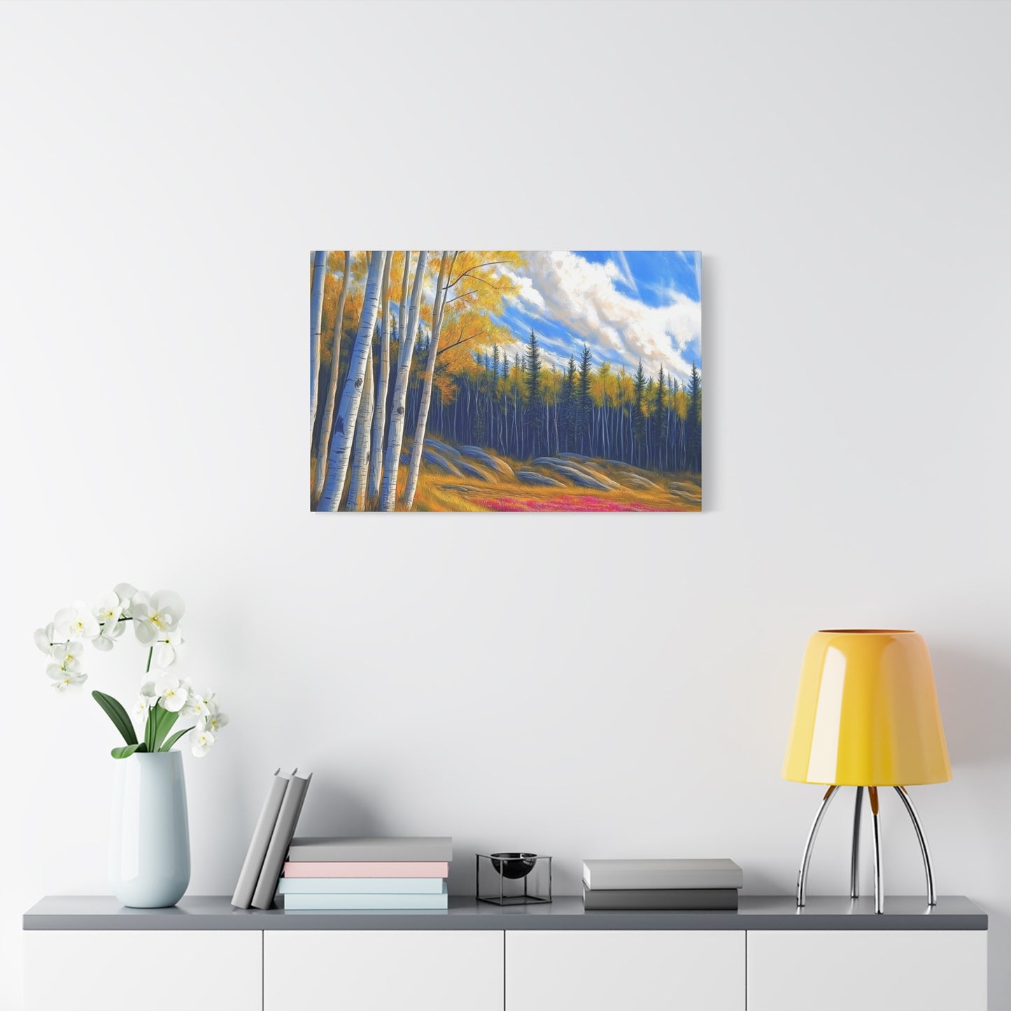 Canvas Wall Art - Pine trees in Rockies