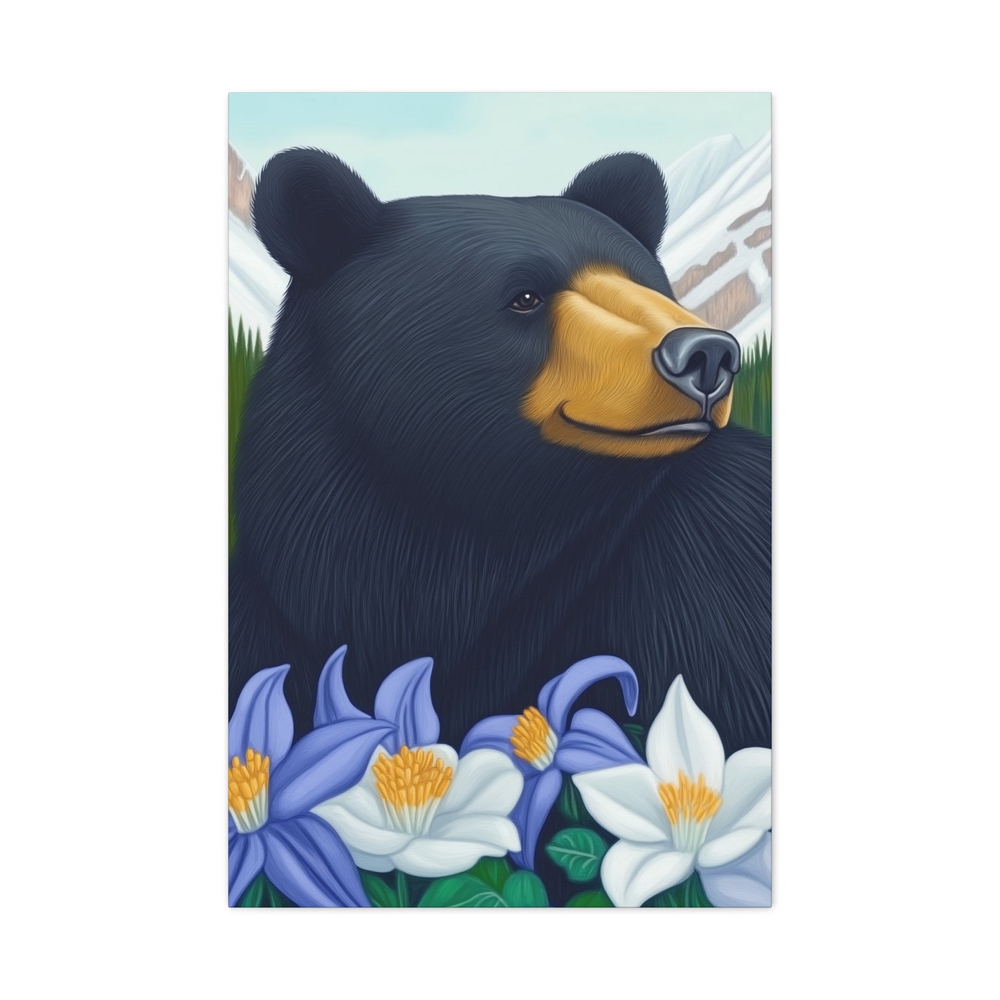 Canvas Print - Colorado Black Bear with Flowers