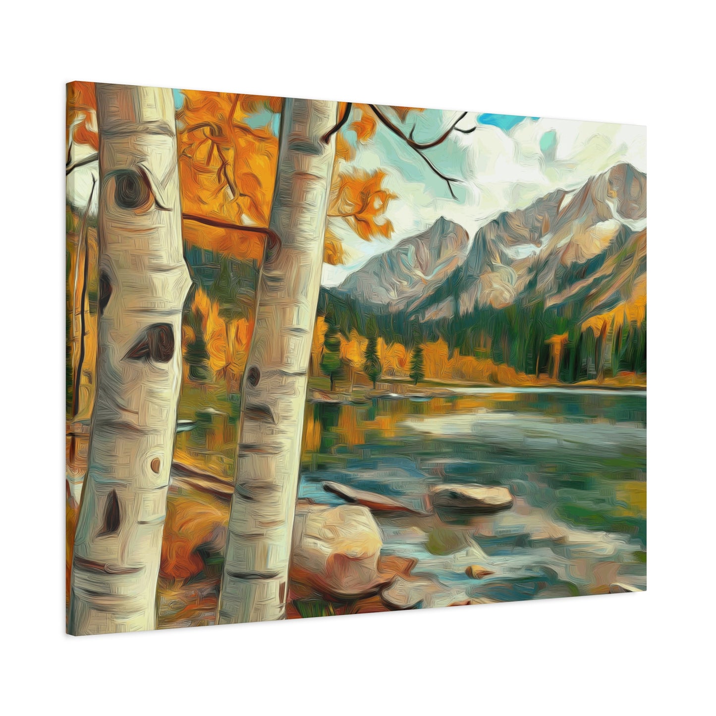 Canvas Wall Art - Aspens at High Mountain Lake