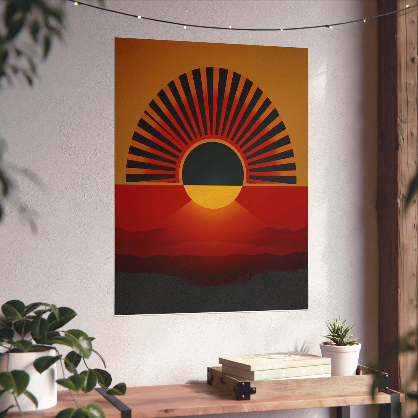 Sunrise Horizon Giclee Fine Art Poster — Retro Geometric Sunset Wall Art