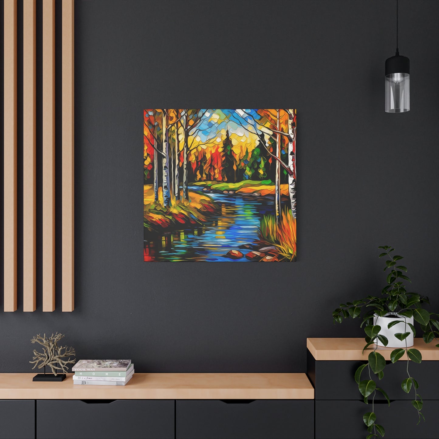 Mountain creek with colorful aspens