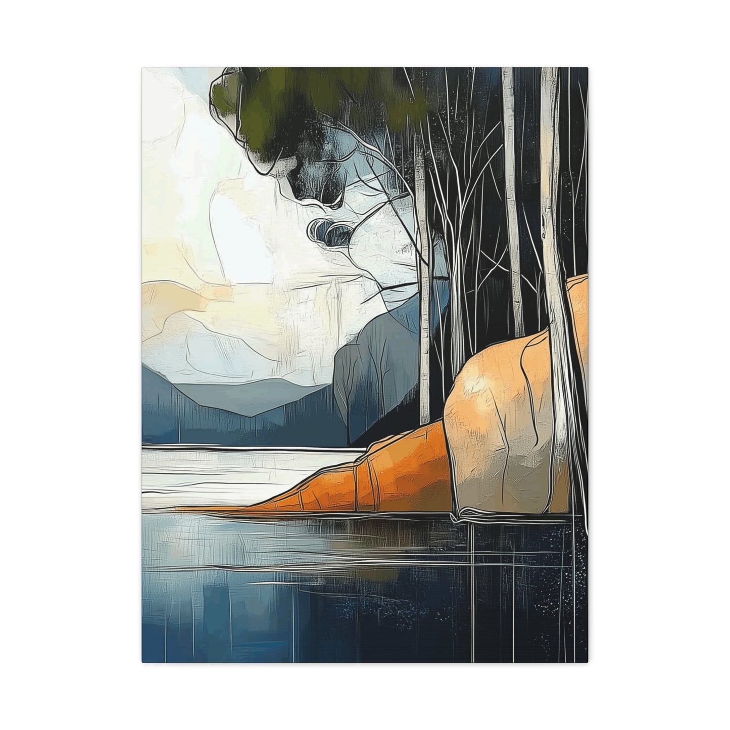 Canvas Wall Art - Serene Mystical Mountain Lake