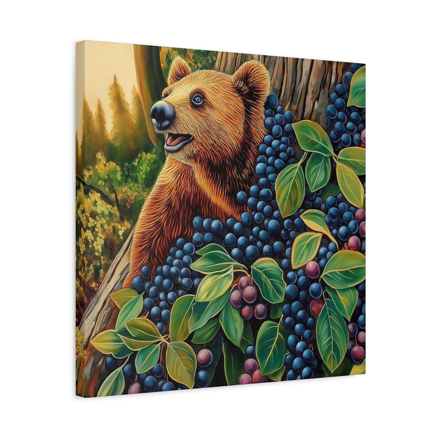 Canvas Print Bear Cub with Berries