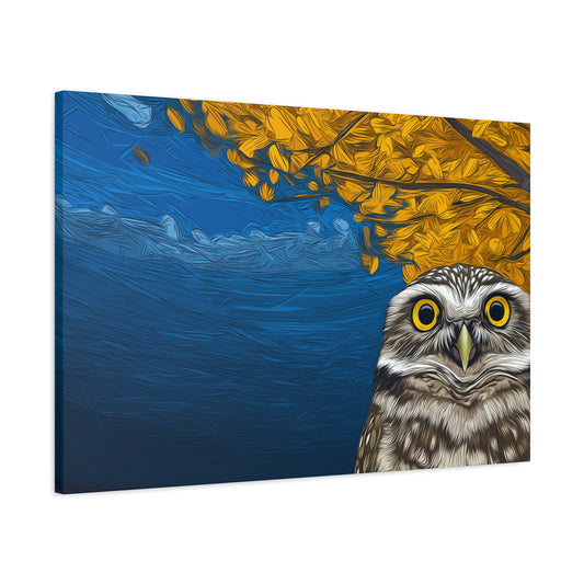 Canvas Print - Burrowing Owl in Aspen Tree