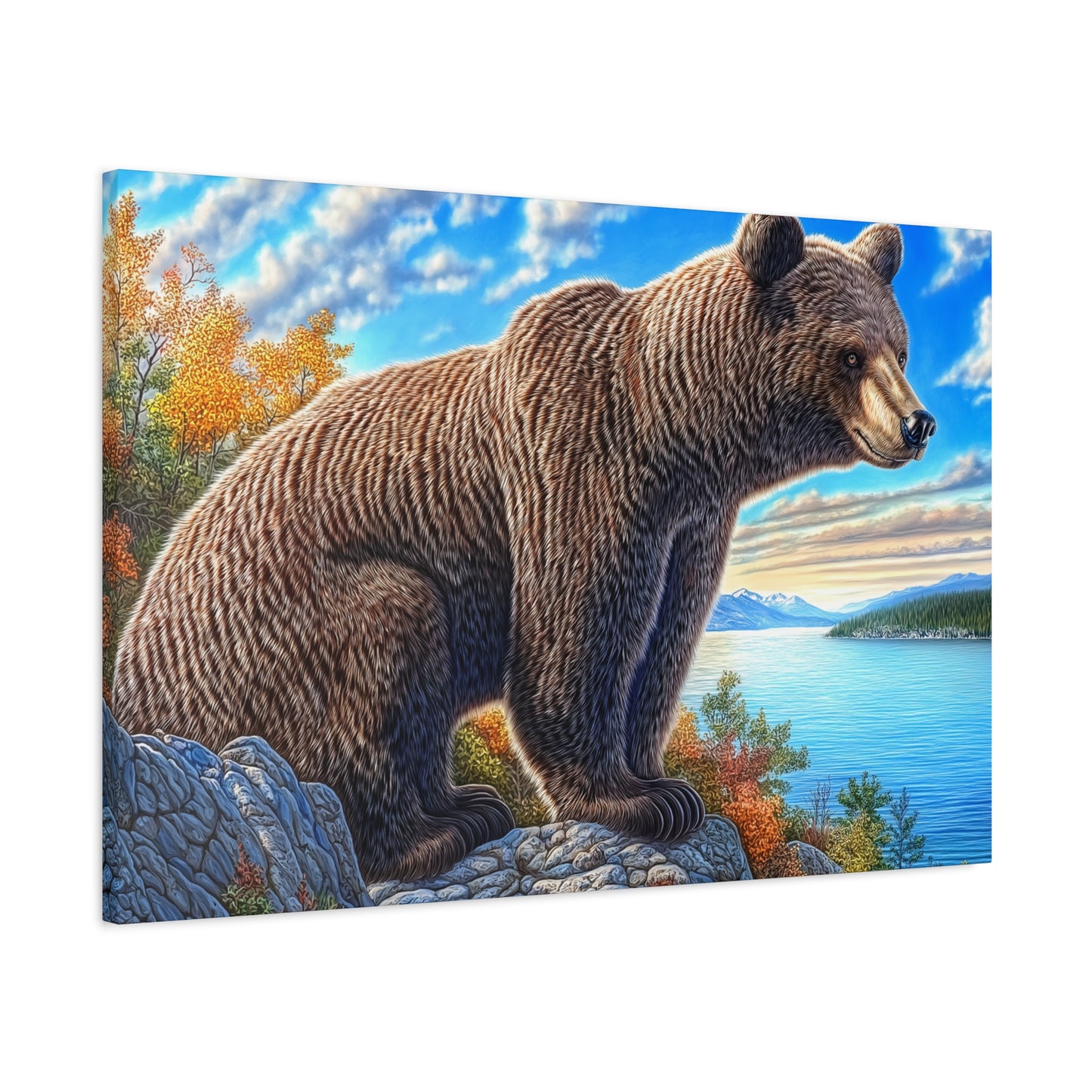 Canvas Wall Art - Colorado Brown Bear near Lake
