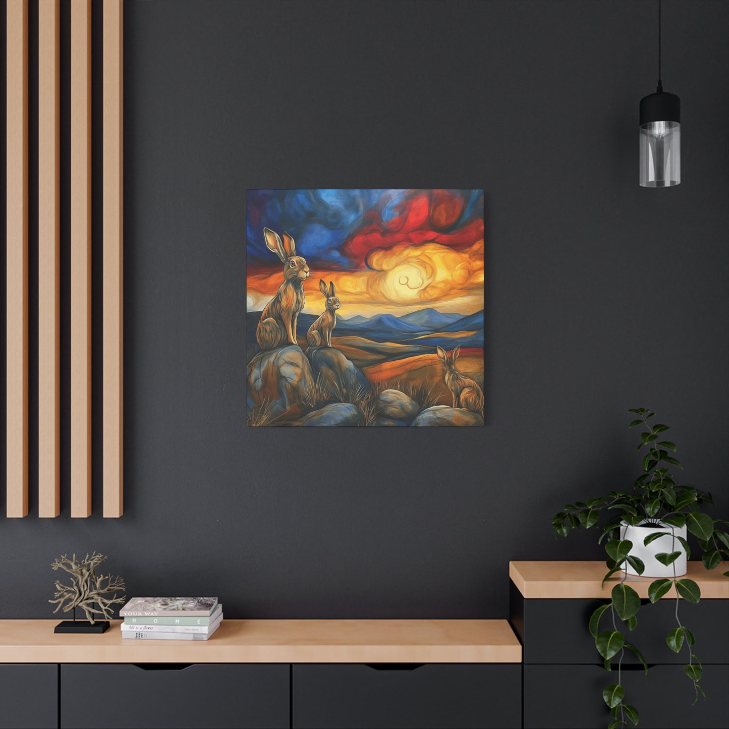 Sunset Hare Canvas Wall Art | Vibrant Nature Decor for Animal Lovers
