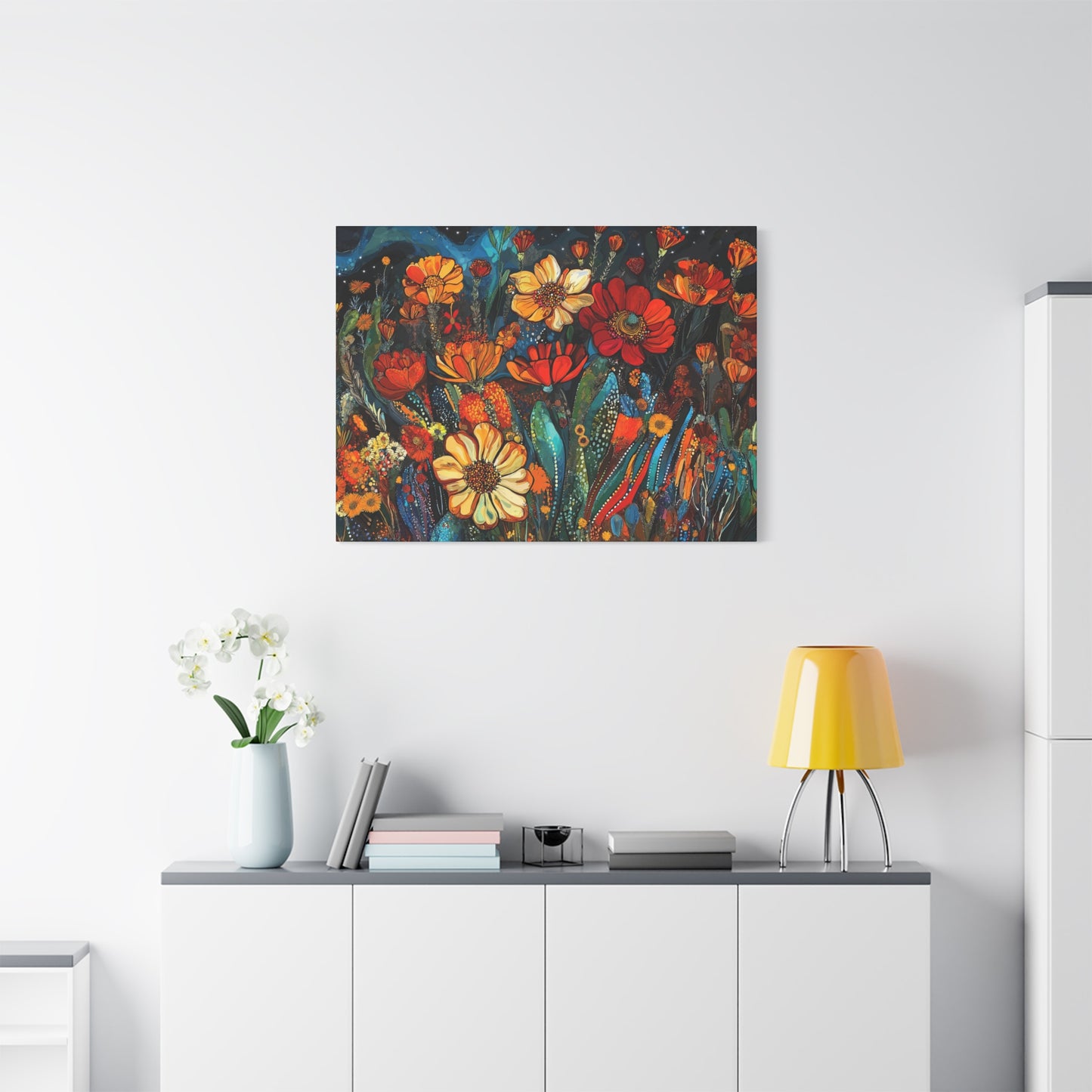 Canvas Wall Art - Cacti Flower Frenzy 1