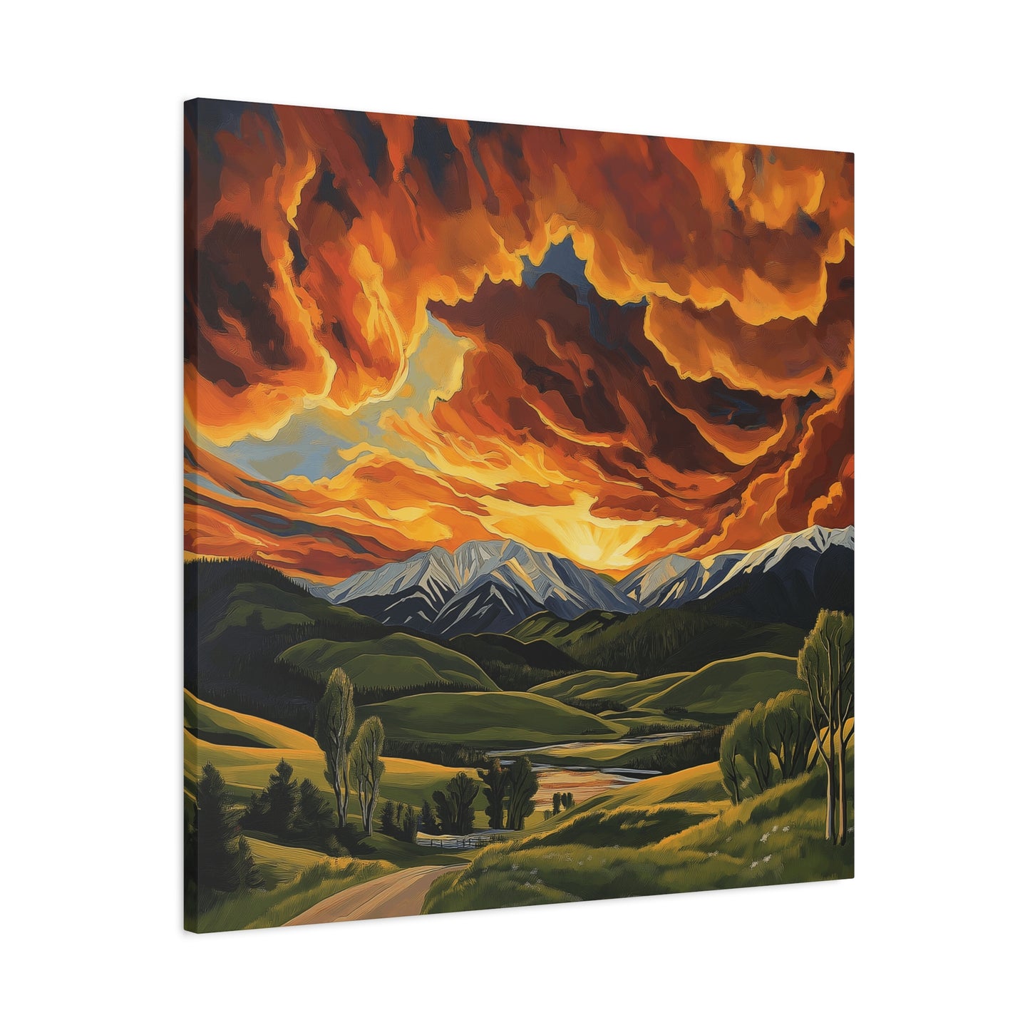 Canvas Print - Colorado Mountains and Farm
