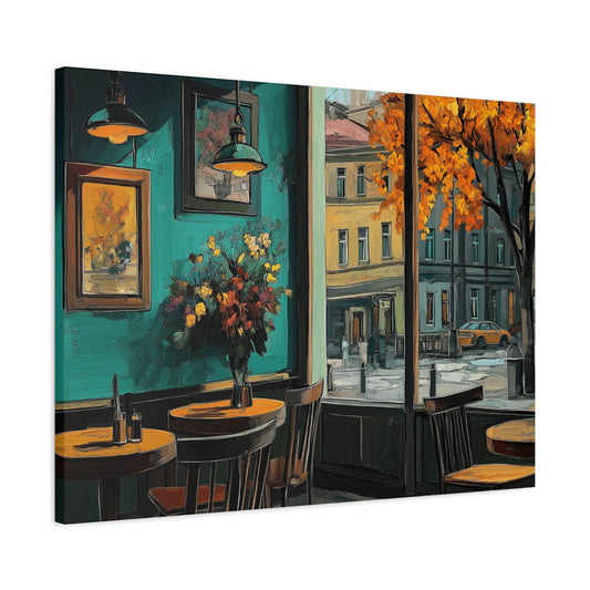 Autumn Café Wall Art Print - Stretched Matte Canvas (1.25")
