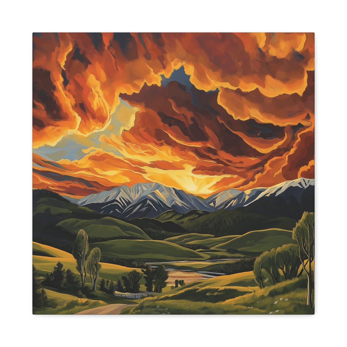Canvas Print - Colorado Mountains and Farm