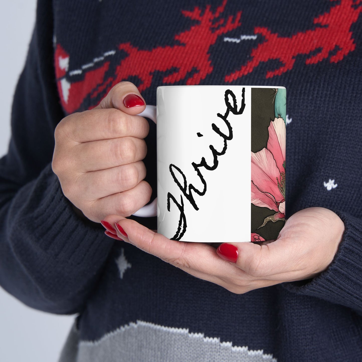 Floral Cactus Ceramic Mug -THRIVE