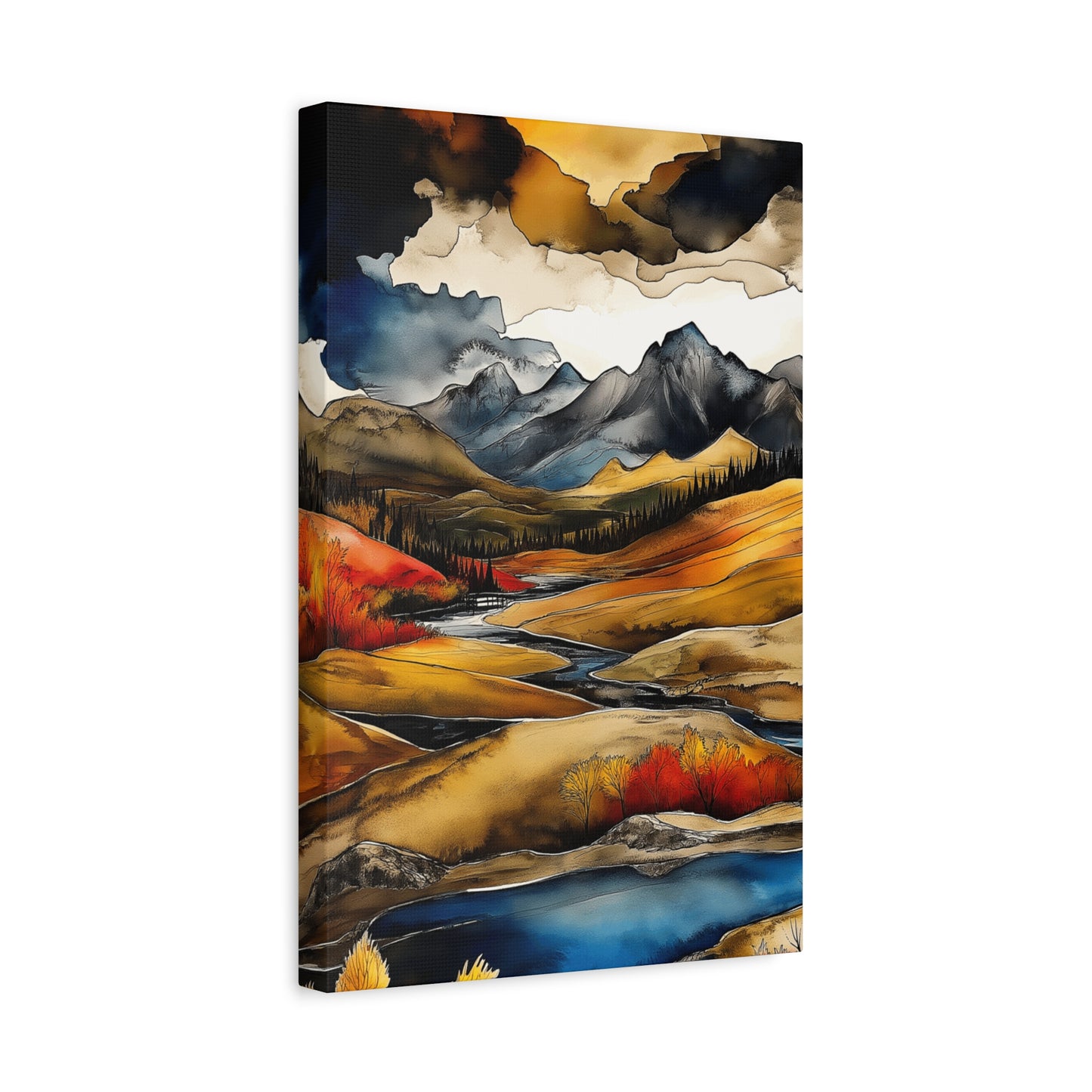 Mountain Landscape Art Print on Matte Canvas
