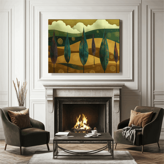 Serene Trees Abstract Canvas Wall Art