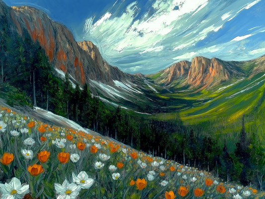Rocky Mountains Hillside Flowers